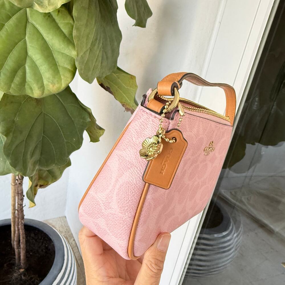 Coach Nolita 19 In Signature Canvas Gold/Powder Pink CDW31 NWT - Picture 2 of 5